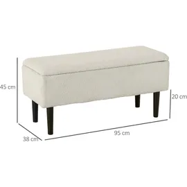 Homcom Sitzbank mit Stauraum, Bettbank, Polsterbank mit Klappdeckel, Samtoptik, Truhenbank, für Wohnzimmer Schlafzimmer, Cremeweiß, 95 x 38 x 45 cm Esszimmer, Bänke, Sitzbänke