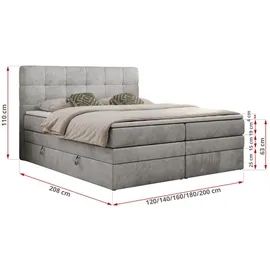 MKS Meble Boxspringbett mit Bettkasten - - Maße (cm): B: 200 H: 110