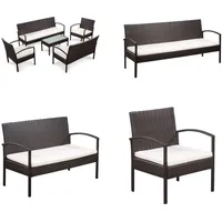 vidaXL 5 tlg. Garten Lounge Set mit Auflagen Poly Rattan Braun - Garten-Sofagarnitur - Garten-Sofagarnituren - Gartensofa-Set - Gartensofa-Sets - Braun