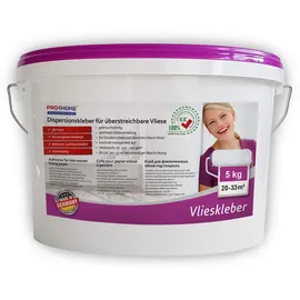 PRO[f]home Profhome Vlieskleber 5kg Fertig-Kleber für Malervlies Renoviervlies Anstrichvlies Vlies Gewebe-Tapeten konservierungsmittelfrei Milchtrüb transparent auftrocknend max 33 qm