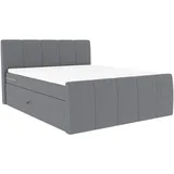 Boxxx Boxspringbett, Grau, Textil, H3, Höhe ca. 16 cm, 180x200 cm, Bettkasten, gepolstertes Kopfteil, Stoffauswahl, Topper durchgehend, in verschiedenen Größen erhältlich, Schlafzimmer, Betten, Doppelbetten