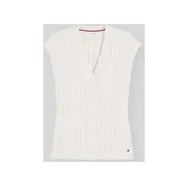 Tommy Hilfiger Regular Fit Strickweste aus reiner Baumwolle, Ecru, L