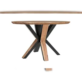 Sam Runder Esszimmertisch Akazie naturfarben Schweizer Kante 120 cm Spider-Gestell schwarz aus Metall + Holz KIMBERLY