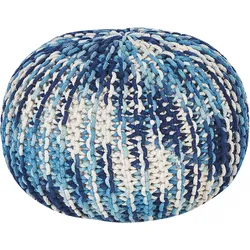 Pouf weiss / blau ⌀ 50 cm CONRAD