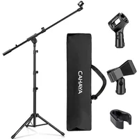 Cahaya 2 in 1 Dual-Use Mikrofonständer Boden Mikrofonstativ mit Galgen, mit Tragbare Tasche und Zwei Mikrofonclips, Geeignet für Bühnentreffen, Live-Sprache usw CY0239, Medium