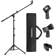 Cahaya 2 in 1 Dual-Use Mikrofonständer Boden Mikrofonstativ mit Galgen, mit Tragbare Tasche und Zwei Mikrofonclips, Geeignet für Bühnentreffen, Live-Sprache usw CY0239, Medium