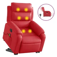 vidaXL Massagesessel mit Aufstehhilfe Elektrisch Rot Kunstleder
