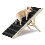 Autohunderampe - 130 cm Faltbare Hunderampe für kleine/große Hunde - Hunderampe für hohe Betten/Couch - Mit Rutschfester Plattform & 6-Fach Höhenverstellung (33-71 cm) - Belastbar bis 90 kg