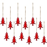 Creativ deco Hänge-Weihnachtsbaum »Weihnachtsdeko rot«, (12 St.), mit Schneeflocken-Design, rot