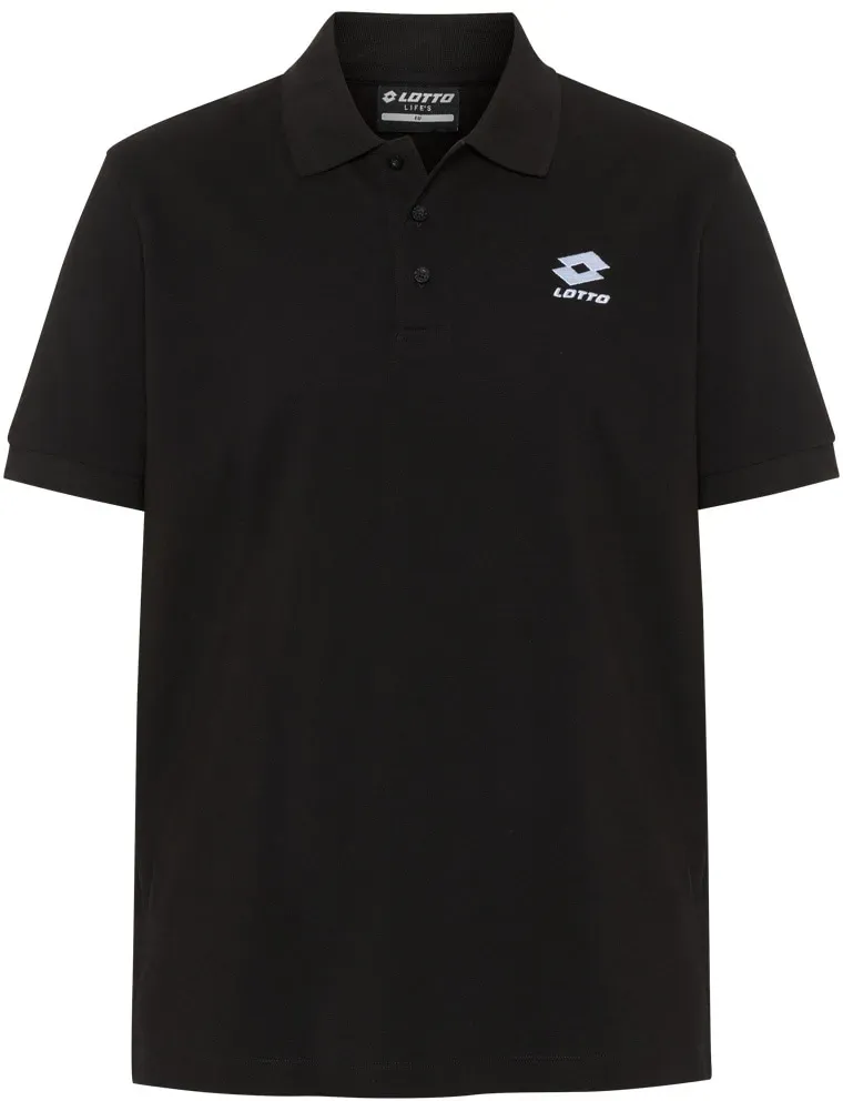Poloshirt LOTTO, Herren, Gr. S (44/46), schwarz (caviar), 100% Cotton, unifarben, normal, ohne Ausschnitt, Flachstrickbündchen, Shirts, - in hochwertiger Baumwoll-Piqué Qualität