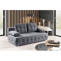 WERK2 Schlafsofa Indigo, 2-Sitzer Sofa und Schlafcouch mit Federkern & Bettkasten grau