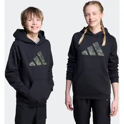 Kapuzensweatshirt ADIDAS SPORTSWEAR "J CAMO HD", Kinder, Gr. 152, schwarz, Obermaterial: 70% Baumwolle, 30% Polyester, sportlich, Sweatshirts