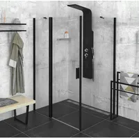 Polysan s.r.o. Komplettdusche ZOOM Black Rechteckige Duschkabine 1000x800mm L/R Variante, BxT: 100x80 cm, Polysan-ZL1310BZL3280B-SET