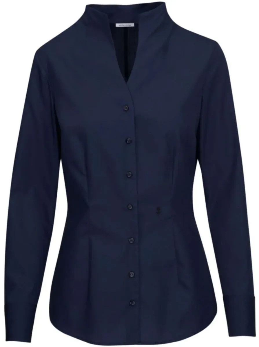 Seidensticker Damen Popeline Bluse mit Kelchkragen langarm 118201 navy 34
