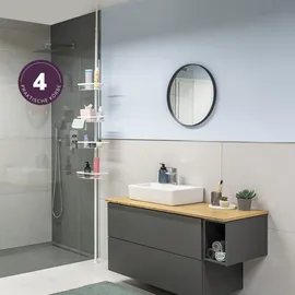 bremermann Teleskop-Eckregal, 4 Körbe, Teleskop-Stange bis max. ca. 290 cm, Weiß,