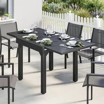 Outsunny Gartentisch Ausziehbar 80-160 x 80 x 75 cm Schwarz/Grau