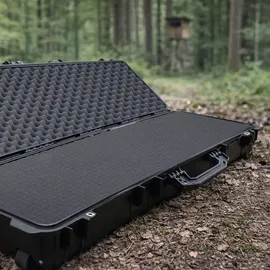 HMF Outdoor Transportkoffer ODK200, Wasserdichter IP67 Hartschalenkoffer mit Rasterschaumstoff, 135 x 41 x 15,5 cm, Schwarz