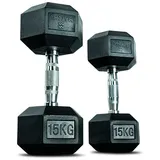 Matchu Sports Hantel Hexagon Set Kurzhanteln 2 x 15 kg schwarz