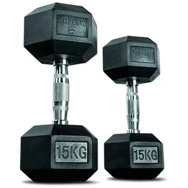 Matchu Sports Hantel Hexagon Set Kurzhanteln 2 x 15 kg schwarz