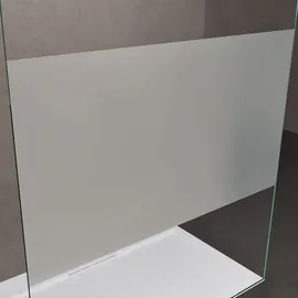 doporro Duschwand Duschtrennwand 120x200 Walk-In Dusche mit Doppel-Stabilisator aus Echtglas 8mm ESG-Sicherheitsglas Milchglas-Streifen