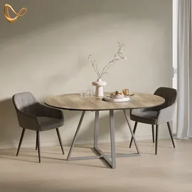 livinity® Firenze Ø 120 cm Eiche rustikal/Grau
