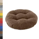 Lsjoaw Sitzkissen Rund 35cm 1 Stück Bodenkissen Rund Sitzpolster Stuhlauflage Sitzpolster Stuhlkissen Polster Auflage für Wohnzimmer Büro Konferenzraum Leinenimitat (Braun)