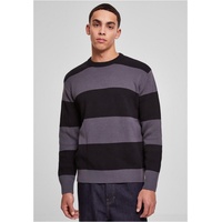 URBAN CLASSICS Rundhalspullover Heavy Oversized Striped Sweatshirt schwarz XXL