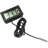 Fasizi Digitales LCD-Thermometer, Temperaturmonitor mit externer Sonde, für Kühlschrank mit Gefrierschrank, Kühlschrank, Aquarium, Schwarz