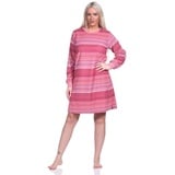 Normann Nachthemd Damen Frottee Nachthemd langarm mit Bündchen in Streifendesign rosa 56/58