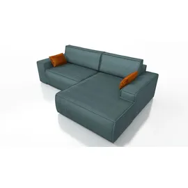 A&J MöbelLand Ecksofa TOR mit Schlaffunktion. Farbe: Azur. - Blau