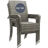 Juskys Yoro Polyrattan Gartenstühle 60 x 56 x 90 cm grau 6er Set