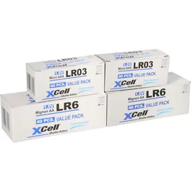 XCell 160 Batterien 80x XCell LR03 Micro AAA + 80x XCell LR6 Mignon AA
