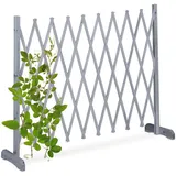 Relaxdays Rankgitter Holz, ausziehbar bis 275 cm, Rankhilfe Kletterpflanzen, Scherengitter freistehend, Garten, grau