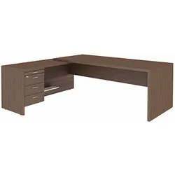 Quadrifoglio T45 Schreibtisch eukalyptus L-Form, Wangen-Gestell eukalyptus 220,0 x 194,0 cm