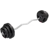 Gorilla Sports Hantelset 25 kg Curlstange 120 cm mit Gewichten 2x1,5 kg / 2x2,5 kg / 2x5 kg, Kunststoff