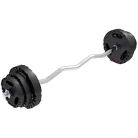 Gorilla Sports Hantelset 25 kg Curlstange 120 cm mit Gewichten 2x1,5 kg / 2x2,5 kg / 2x5 kg, Kunststoff