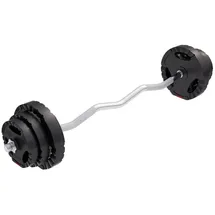 Gorilla Sports Hantelset 25 kg Curlstange 120 cm mit Gewichten 2x1,5 kg / 2x2,5 kg / 2x5 kg, Kunststoff
