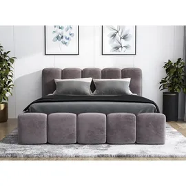 mebloland Polsterbett SONIC -OM 120 x 200 mit Bettkasten. Farbe: Grau - Grau