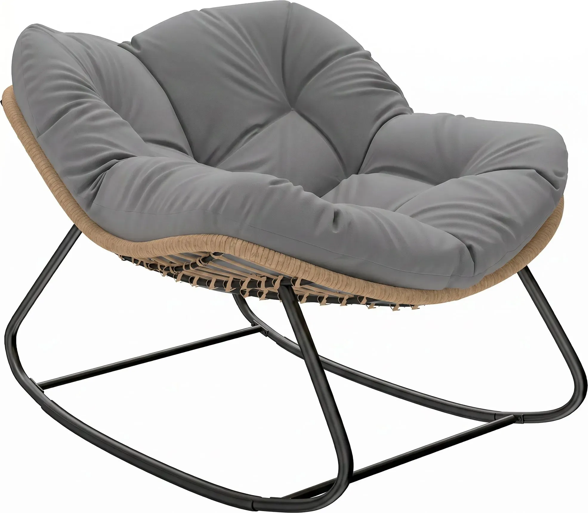 Outsunny Schaukelstuhl Schaukelsessel mit Kissen wetterfest Gartenstuhl bis 120 kg belastbar Relaxstuhl Outdoor Schwingsessel für Wohnzimmer Garten, Rasen, Balkon, Veranda Grau   Aosom