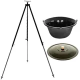 Grillplanet Gulaschkessel 22 Liter Deckel Dreibein mit Kettenhöhenverstellung