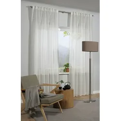 Gardine GARDINIA "GRS Schal Zen Silence mit Gardinenband", weiß (reiskörner weiß), B:135cm H:245cm, Obermaterial: 100% Kunststoff, Gardinen, blickdicht, Kunststoff, Stoff aus 50 % recyceltes Polyester