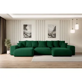altdecor Ecksofa U-Form mit Schlaffunktion 3-Sitzer Grün