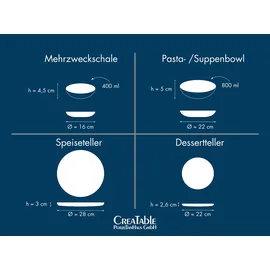 CreaTable Teller Set rund 8 Stück schwarz