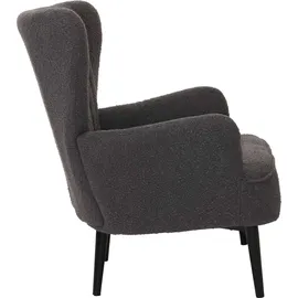 Mendler Lounge-Sessel HWC-K37 Bouclé 75 x 80 x 75 cm dunkelgrau mit Kissen