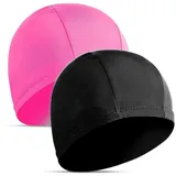 SULIUDAJI 2 Stücke Elastische Badekappen Komfortable Stoff Badehut Leichte Badekappen für Frauen Männer Kinder beim Schwimmen