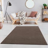 Fashion4Home Teppich Wohnzimmer – Einfarbig Teppich, Uni Teppich fürs Kinderzimmer, Schlafzimmer, Arbeitszimmer, Büro, Flur und Küche - Kurzflor Teppich Braun-Taupe, Größe: 120x170 cm