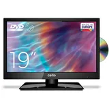 Cello C1920FSDE 19" (47 cm Diagonale) HD Ready LED TV mit eingebautem DVD Player und DVBT2 S2 Triple Tuner, Schwarz
