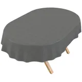 ANRO Tischdecke DanceDirty abwaschbar Leinenoptik wetterfest Falschuni Modern (Einzelstück 1-tlg, eine Tischdecke), Stofftischdecke schmutzabweisend 300x140cm Uni Grau grau Oval | 140 cm x 300 cm