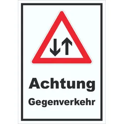 Schild Achtung Gegenverkehr A4 (210x297mm)