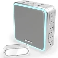 Honeywell - DC915SGL- Funk-Gong m. Repeater, HALO-Lichtring, LED-Blitzl. u. Klingelt.– Silber/Grau